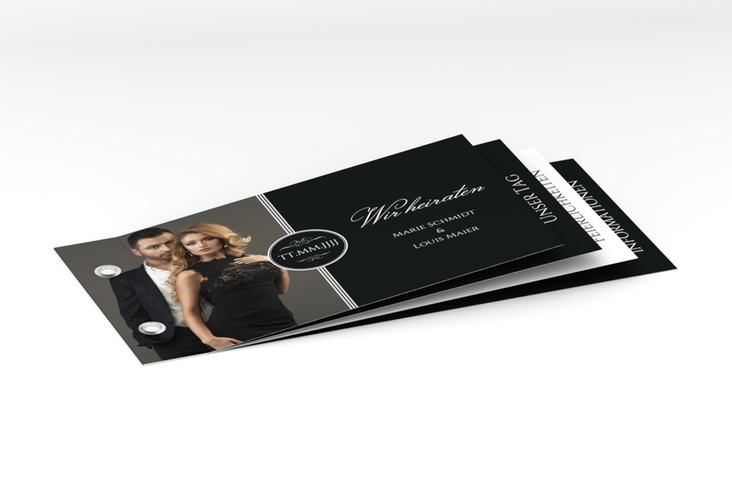 Hochzeitseinladung Elegancy Booklet schwarz