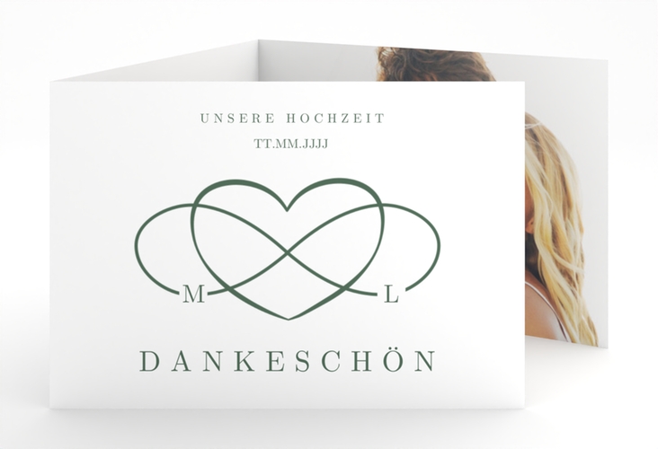 Danksagungskarte Hochzeit Infinity A6 Doppel-Klappkarte gruen hochglanz