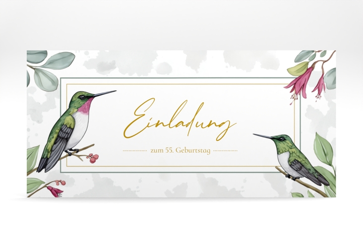 Einladung Geburtstag Kolibri lange Karte quer