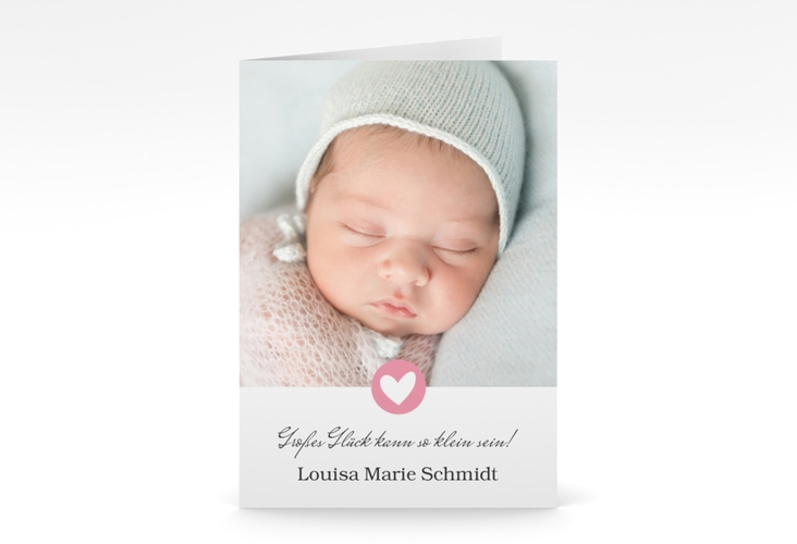 Geburtskarte Herzenswunsch A6 Klappkarte hoch rosa
