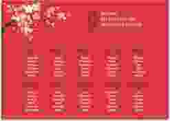Sitzplan Leinwand Hochzeit Sakura 70 x 50 cm Leinwand rot