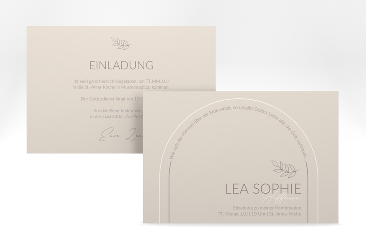 Konfirmationseinladung Bogen A6 Karte quer beige