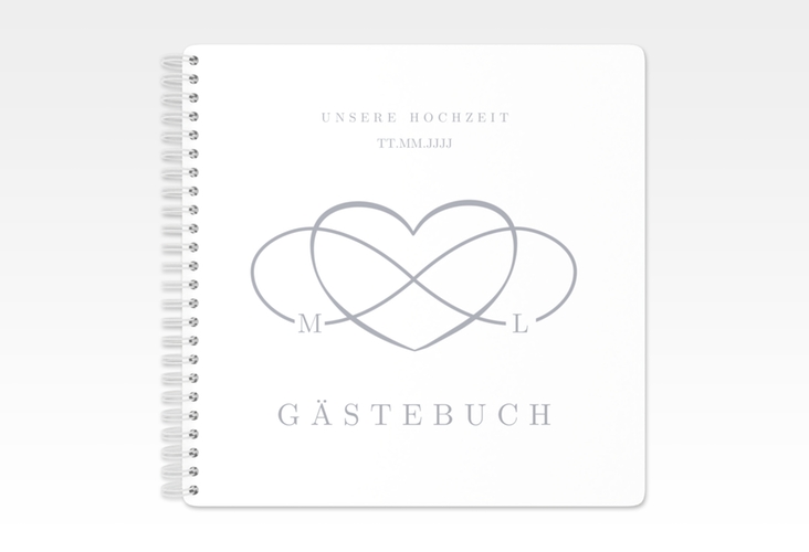 Gästebuch Hochzeit Infinity Ringbindung grau