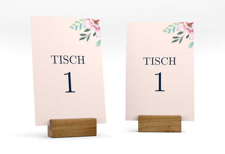 Tischnummer Hochzeit Blooming Tischaufsteller rosa