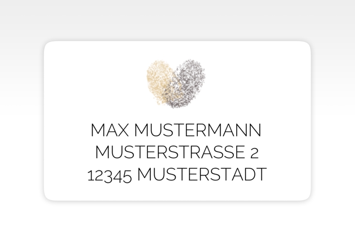 Empfängeretikett Hochzeit Fingerprint 63,5 x 38,1 mm beige schlicht mit Fingerabdruck-Motiv