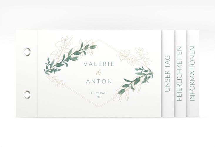 Hochzeitseinladung Verde Booklet weiss