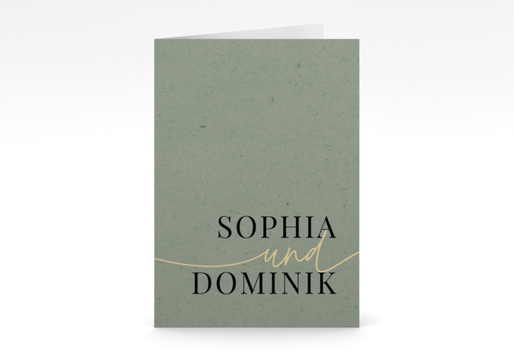 Danksagungskarte Hochzeit Easy A6 Klappkarte hoch gruen hochglanz im modernen minimalistischen Design