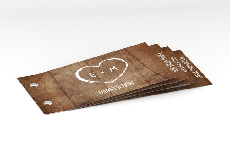 Danksagungskarte Hochzeit Wood Booklet braun