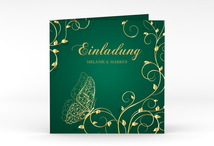 Hochzeitseinladung Eternity quadr. Klappkarte gruen hochglanz