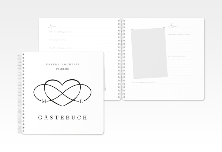 Gästebuch Hochzeit Infinity Ringbindung schwarz