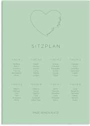 Klick: Details zu Sitzplan Leinwand Hochzeit "Lebenstraum" anzeigen Sitzplan Leinwand Hochzeit Lebenstraum 50 x 70 cm Leinwand mint
