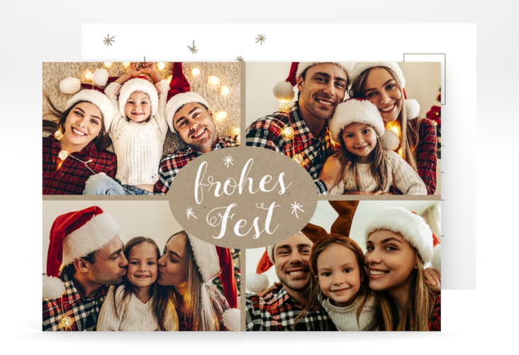 Weihnachtskarte Flocken A6 Postkarte zum Personalisieren mit eigenen Fotos