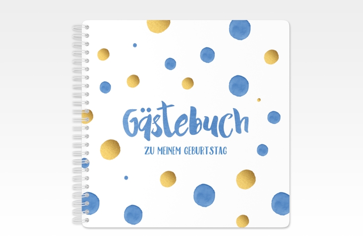 Gästebuch Geburtstag Dots Ringbindung blau