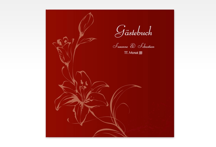 Gästebuch Creation Lille 20 x 20 cm, Hardcover rot romantisch mit Schmetterlingen