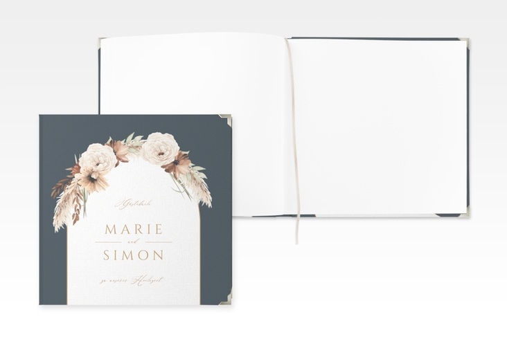 Gästebuch Selection Hochzeit Blumenbogen Leinen-Hardcover blau
