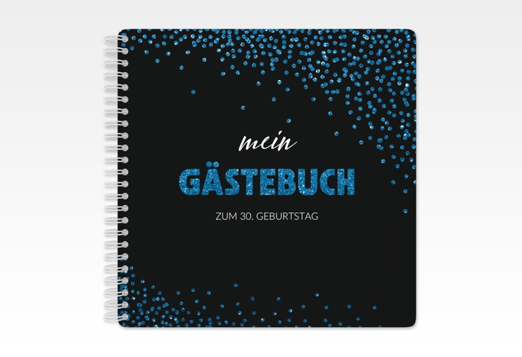 Gästebuch Geburtstag Glitzer Ringbindung blau