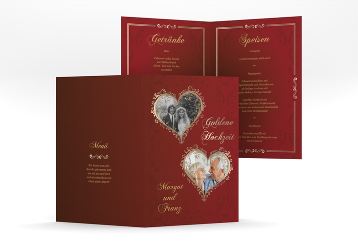Menükarte Hochzeit Goldene Hochzeit A5 Klappkarte hoch