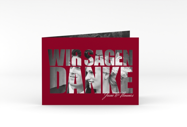 Danksagungskarte Hochzeit Letters A6 Klappkarte quer rot