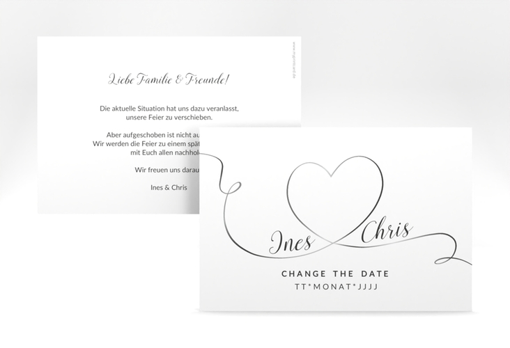 Change the Date-Karte Hochzeit Dolce A6 Karte quer weiss hochglanz