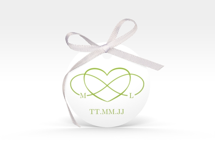 Geschenkanhänger Hochzeit Infinity Geschenkanhänger, rund gruen