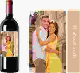 Weinetikett zur Hochzeit Classic Etikett Weinflasche 4er Set beige