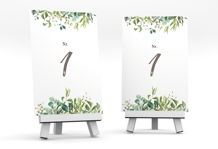 Tischnummer Hochzeit Natural Tischaufsteller weiss