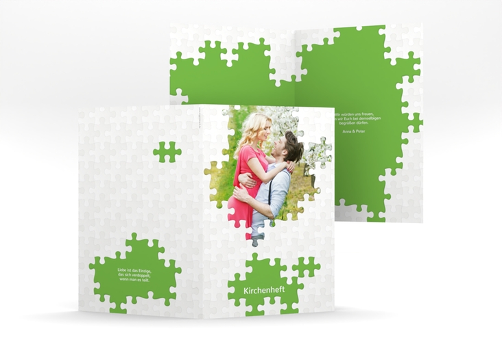 Kirchenheft Hochzeit Puzzle A5 Klappkarte hoch