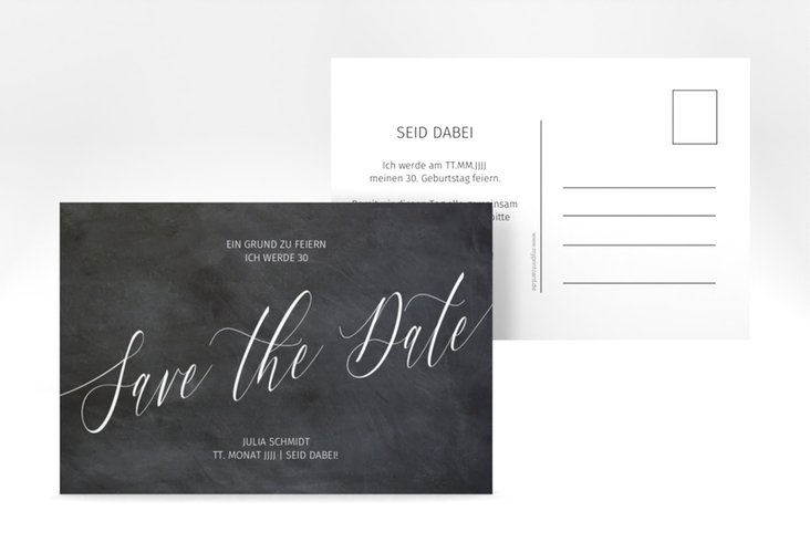 Save the Date-Postkarte Geburtstag Board A6 Postkarte veredelt