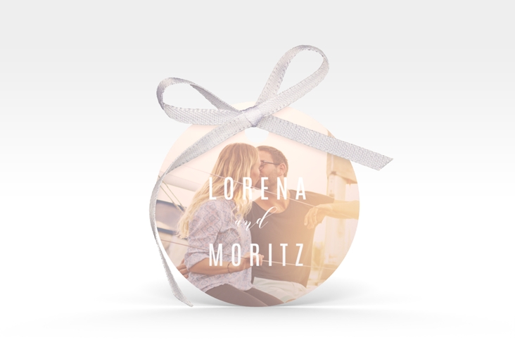 Geschenkanhänger Hochzeit Memory Geschenkanhänger, rund rosa hochglanz zum Personalisieren mit Foto