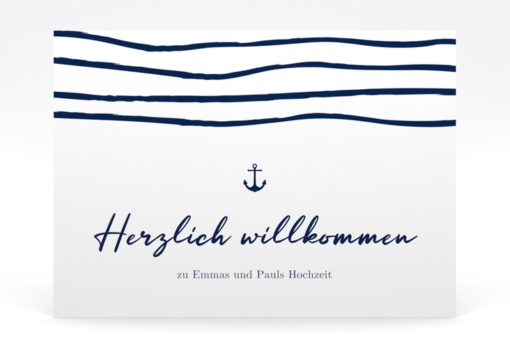 Willkommensschild Poster Liebesanker 70 x 50 cm Poster mit maritimem Streifenmuster und kleinem Anker