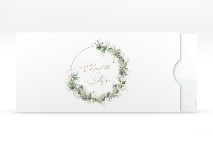 Hochzeitseinladung Selvatica Einsteckkarte hochglanz mit Eukalyptus-Kranz