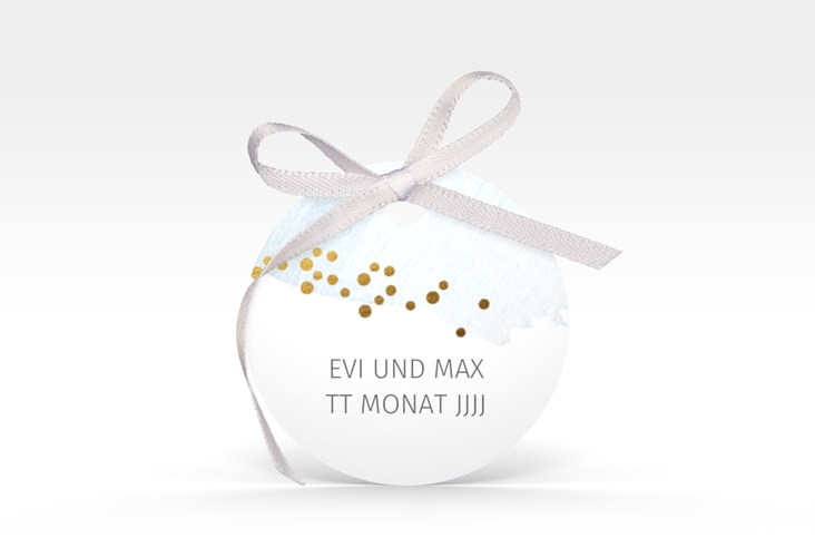 Geschenkanhänger Hochzeit Pastell Geschenkanhänger, rund blau hochglanz