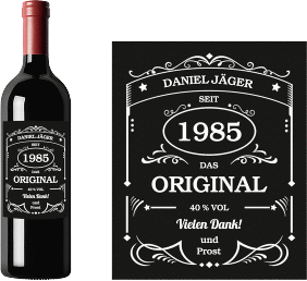 Weinflaschen-Etikett Guter Jahrgang Etikett Weinflasche 4er Set schwarz wie Whisky-Flaschenetikett