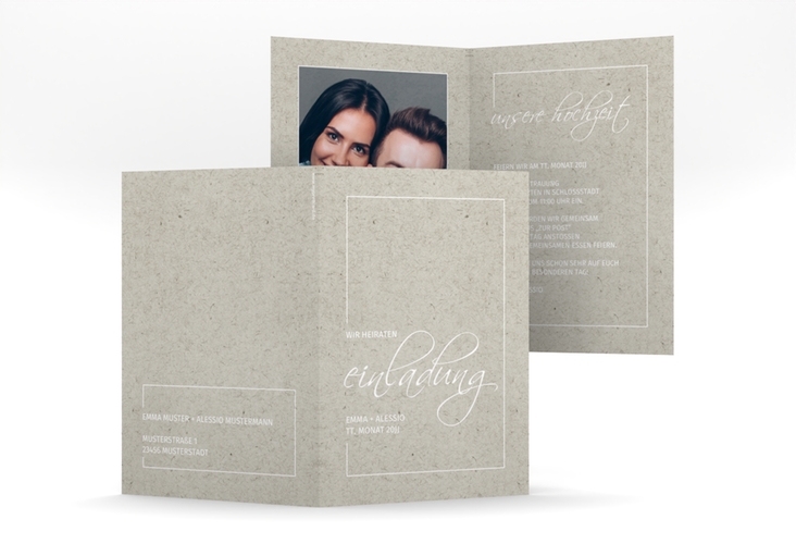 Einladungskarte Hochzeit Simple Line A6 Klappkarte hoch