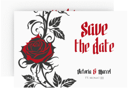 Save the Date-Karte Red Rose A6 Karte quer weiss