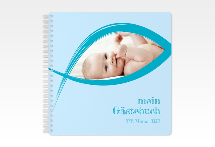 Gästebuch Taufe Mercy Ringbindung blau