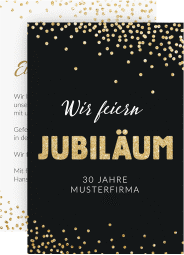 Party Einladungskarte Jubiläum A6 Karte hoch gold für Firmen-Events