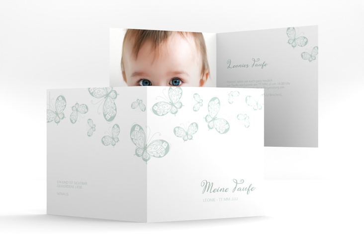 Einladung Taufe Protection quadr. Klappkarte mint