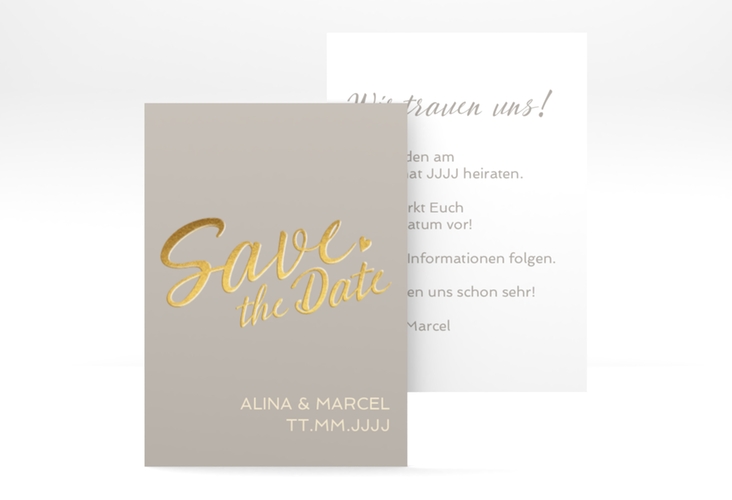 Save the Date-Visitenkarte Glam Visitenkarte hoch grau hochglanz