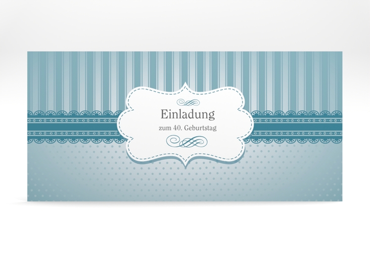 Einladung 40. Geburtstag Heinrich/Henriette lange Karte quer mit frechen Polka Dots