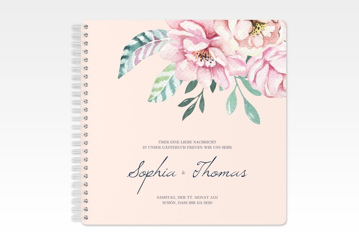 Gästebuch Hochzeit Blooming Ringbindung rosa