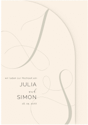 Hochzeitseinladung Eheschließung mittlere Bogen-Wickelfalzkarte beige