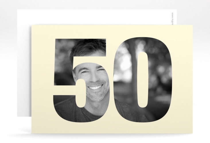 Einladung 50. Geburtstag Numbers A6 Karte quer beige