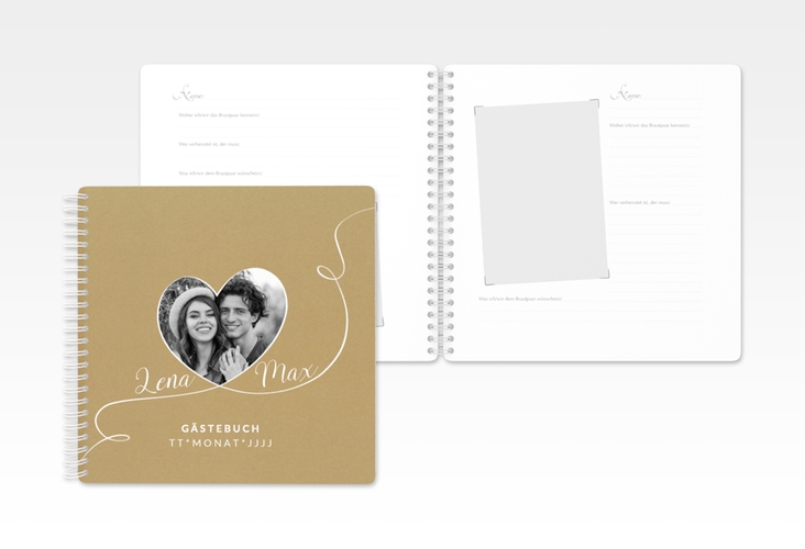 Gästebuch Hochzeit Herzensbund Ringbindung weiss