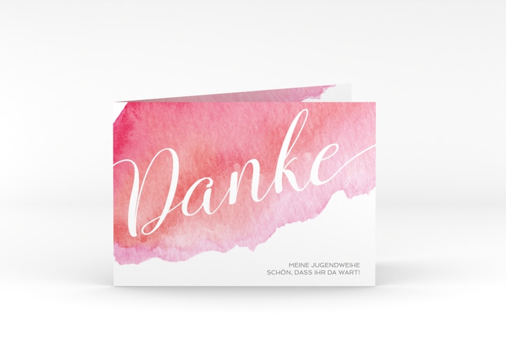 Danksagung Jugendweihe Coloured A6 Klappkarte quer rot