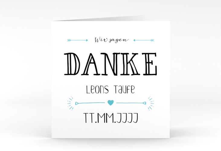 Danksagung Taufe Lettering quadr. Klappkarte tuerkis