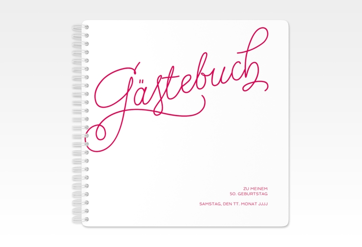 Gästebuch Geburtstag Schwungvoll Ringbindung pink