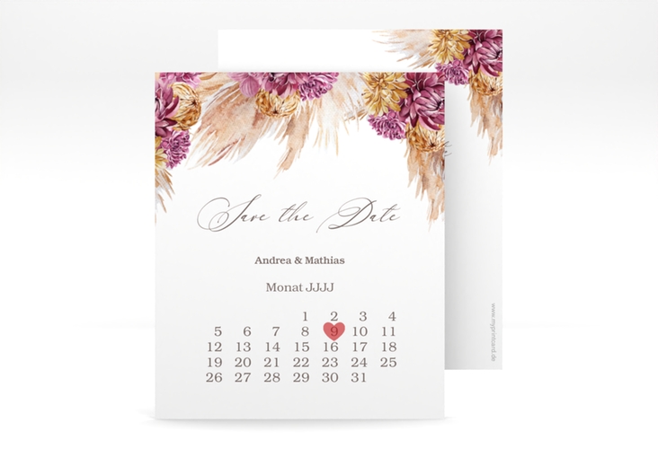 Save the Date-Kalenderblatt Pampas Kalenderblatt-Karte