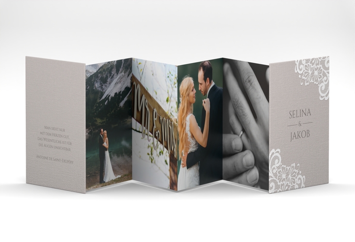 Foto-Leporello Hochzeit Vintage Leporello mit floraler Spitze