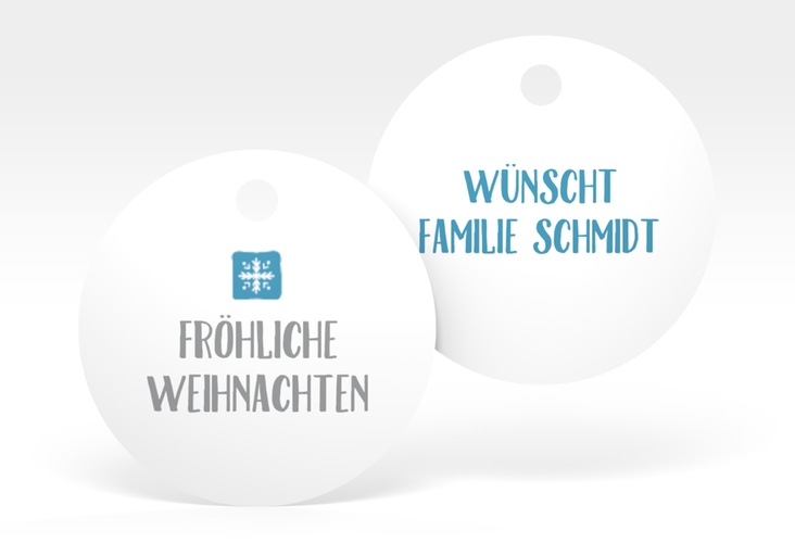 Geschenkanhänger Weihnachten Snowflakes Geschenkanhänger, rund